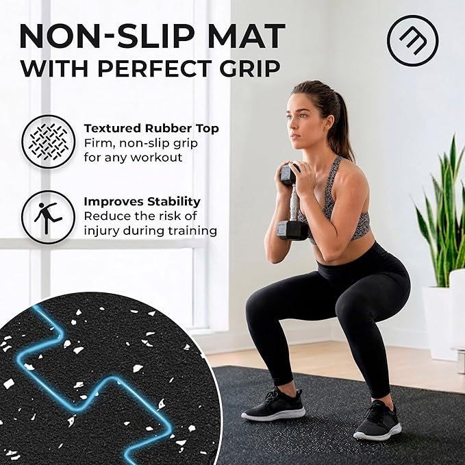 bemaxx Gym Mats Set - 12 pcs EVA Interlocking Foam Floor Tiles (24.4"x24.4"x0.4") 48 sqft Protective Gym Flooring Sports Home Workout Exercise Mats Puzzle Garage Fitness Play-Room Pool Treadmill Bike