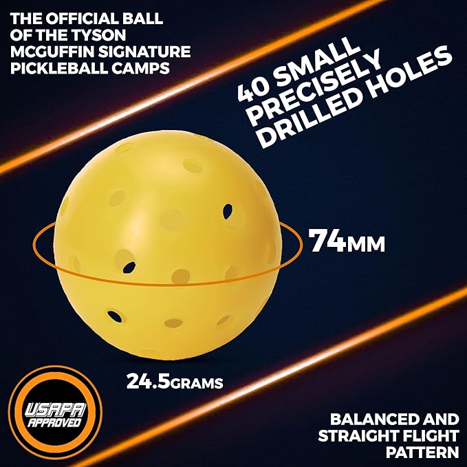 Tourna Strike Outdoor Pickleballs (12 Pack) - USAPA Approved, Optic Yellow (PIKL-12-OY-O)