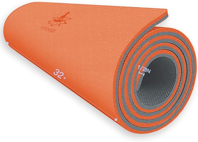 Hatha Yoga Extra Thick TPE Yoga Mat - 72"x 32" Thickness 1/2 Inch -Eco Friendly SGS Certified - With High Density Anti-Tear Exercise Bolster For Home Gym Travel & Floor Outside