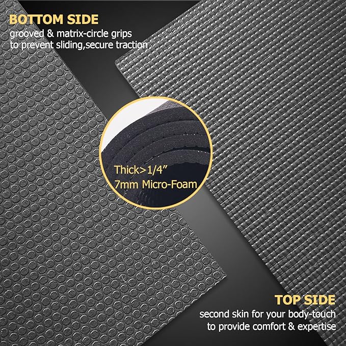 GXMMAT Large Yoga Mat 12'x6'/10'x6'/6'x8'(7mm), Extra Thick Workout Mats for Home Gym Flooring, Ultra Comfortable Non-Slip Quick Resilient Barefoot Wide Exercise Mat for Pilates, Stretching,Meditation