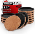 Ezprotekt Felt Furniture Sliders for Hardwood Floors, 3.5" 12 Pcs Upgraded Round Furniture Movers Sliders, Reusable Furniture Moving Pads for Heavy Bed Couch, Move Your Item Easy & Safely (Brown)
