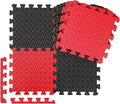 Ecally 100 Pcs 12 x 12 Gym Mat Foam Floor Mats for Home Gym Covers 96 Sq Ft Puzzle Exercise Square Interlocking Carpet Tiles with Border for Workouts Equipment Yoga Pilates (Black,Red)