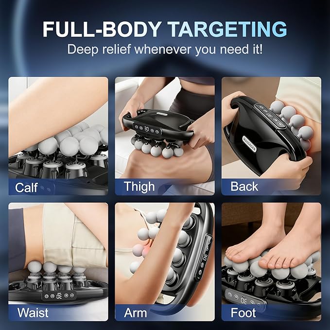 LEERCON Massage Gun Deep Tissue, Body Massage for Back Neck Shoulder Legs Pain Relief with 9 Modes & 30 Intensities - Percussion Muscle Massager Gun, Gift for Athletes Men Women