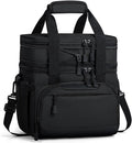 Large Lunch Box for Men Work - 24 Can Expandable Insulated Lunch Bag Double Deck, Heavy Duty Leakproof Cooler Bag with Shoulder Strap for Construction Office Outdoor, Black 14L