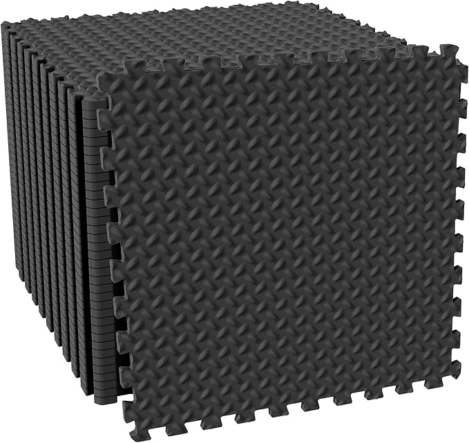 Fitvids Puzzle Exercise Gym Flooring Mat, 1/2" Thick High-Density EVA Interlocking Tiles Workout Mat for Home Gym, Fitness Equipment, MMA, Gymnastics, 36-Piece Shock-Absorbing Exercise Mat (144 Sq Ft)