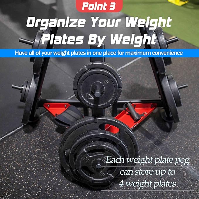 Barbell Olympic Plate Tree Storage-Dumbbell Weight Rack with 4,6,8 Weight Pegs 440~880LBS Capacity & Standard 1.1 Inch(28mm) Diameter Bar Holders [SFC-720]