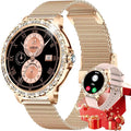 Smart Watch for Women Diamond, Bluetooth Calls, 1.32-inch HD Screen Round Fitness Tracker with Menstrual Cycle/Sleep/Heart Rate Monitor, 100+ Sports Mode, Android/iOS Phone, Rose Gold
