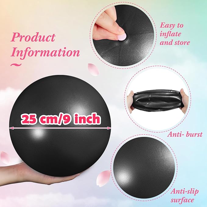 4 Pcs Small Exercise Pilates Ball Bulk 9 Inch Mini Yoga Balls Anti Burst and Slip for Stability, Fitness, Physical Therapy, Stretching & Core Workout at Home Gym Office Class