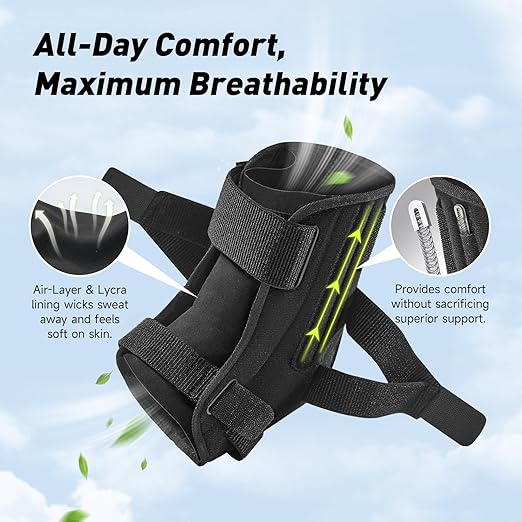LETSHAKE Ankle Brace for Men Women, Ultralight Sprained Ankle Stabilizer for Plantar Fasciitis & Achilles Tendonitis, Adjustable & Breathable Ankle Support for Basketball, Running, Sports Injury Recovery (S/M)