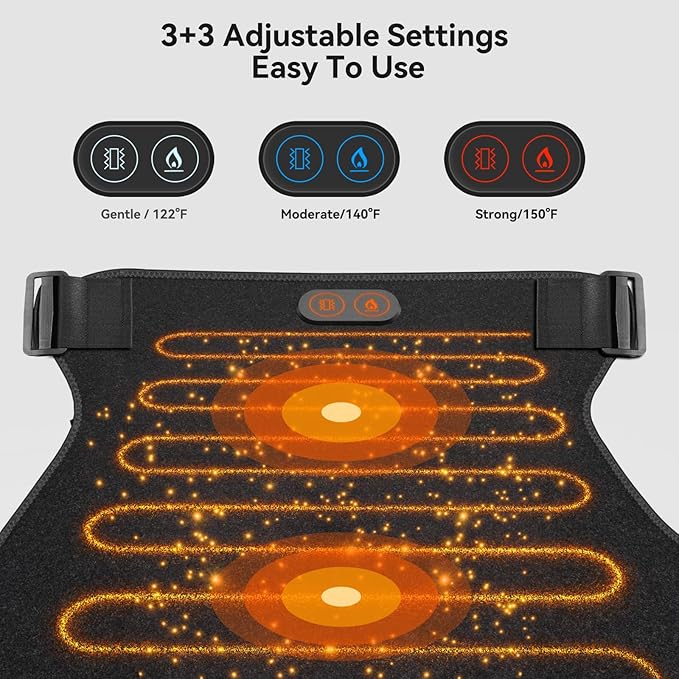 Cordless Heated Massage for Hip,Sciatica Pain Relief,5000mAh Power Bank,Hip Support Brace,Relief Waist Pain,Lower Back,Thigh,Buttock Electric Heating Pad,3-Level Heat Therapy, Holiday Gifts