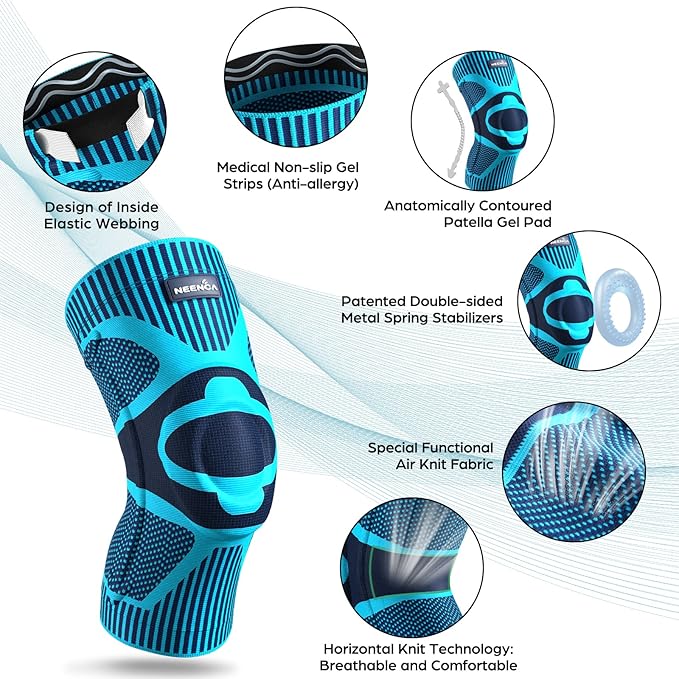 NEENCA 2 Pack Knee Braces for Knee Pain, Compression Knee Sleeves with Patella Gel Pad & Side Stabilizers, Knee Support for Meniscus Tear, Arthritis, Joint Pain, ACL, Runner, Workout
