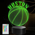 Basketball Night Light, Boston Gifts for Boy, 3D Illusion Lamp with Remote Control, 16 Colors Changing, RGB Flashing Mode and Dimmable, Gifts for Boys Christmas Decor (Boston)