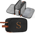 YOOLIFE Travel Toiletry Bag - Toiletry Bag for Men Women | Personalized Gifts for Women Me, Travel Essentials Toiletries Water Resistant Dopp Kit Letter S Black