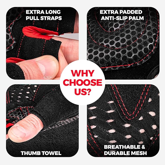 MhIL Workout Gloves for Men – Comfortable Gym Gloves for Men with Enhanced Grip for Safety and Hand Protection – Weight Lifting Protection with Wrist Wraps Support for Performance Boost and Style