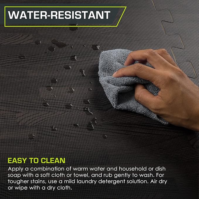 ProsourceFit Wood Grain Puzzle Mat ½-inch, 6 EVA Foam Interlocking Floor Tiles (24 Sq Ft) for Secure Indoor Room Workout Flooring and Playmat