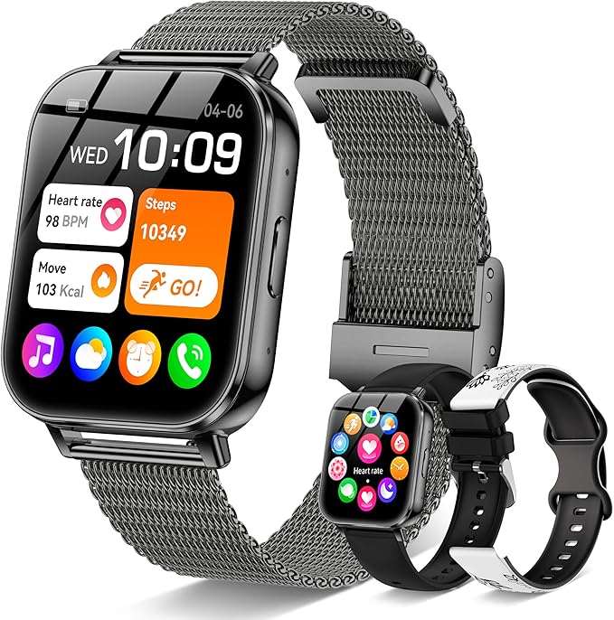 Smart Watch for Men Women, 30+ Day Long Battery 44MM Fitness Smartwatch for iPhone Android Phones with Bluetooth Call/Step Tracker/Heart Rate SpO2/Sleep Monitor, 120+ Sports Modes, 1000mAh/3 Bands