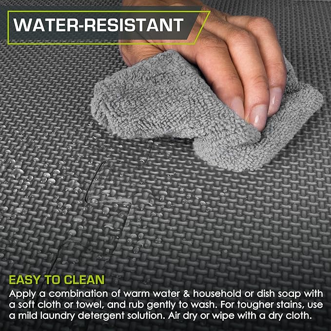 ProsourceFit Weaved Pattern Extra Thick Exercise Puzzle Mat 1-inch, EVA Foam Interlocking Tiles for Protective, Cushioned Flooring for Home and Gym Equipment; Gray, 48 SQ FT, 12 Tiles
