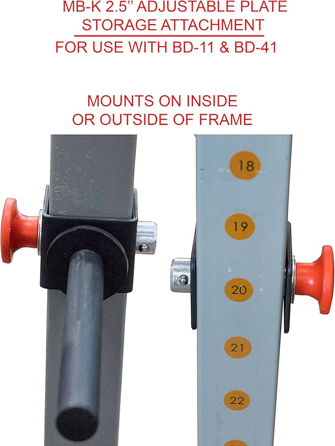 Valor Fitness 1" Standard Plate Storage Attachment (1) for 2.5" x 2.5" Rack Frame with 1" Peg Hole - Strength Training Equipment Accessories