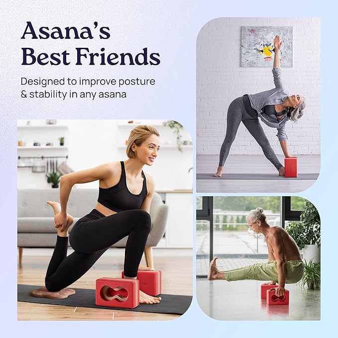 Deep-Zen® Yoga Blocks Wrist Support; Yoga Blocks 2 Pack with Knee Pads and Strap to Put Less Weight on Wrists; Durable, Versatile Yoga Brick Exercise Block Set, Blocks Yoga