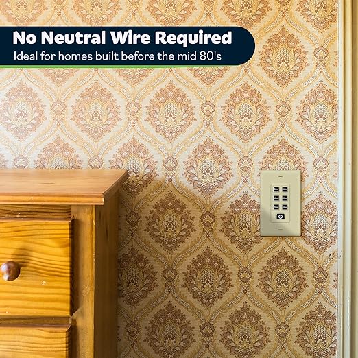 TOPGREENER 4-Hour No Neutral Wire Countdown Timer Switch, 5-10-30-60 Min 1-2-4 Hour Settings, for Fans and Lights, LED Indicator, 120VAC 60Hz, 1/2HP, 150W LED, UL Listed, TGT06-4H-JT-I, Ivory