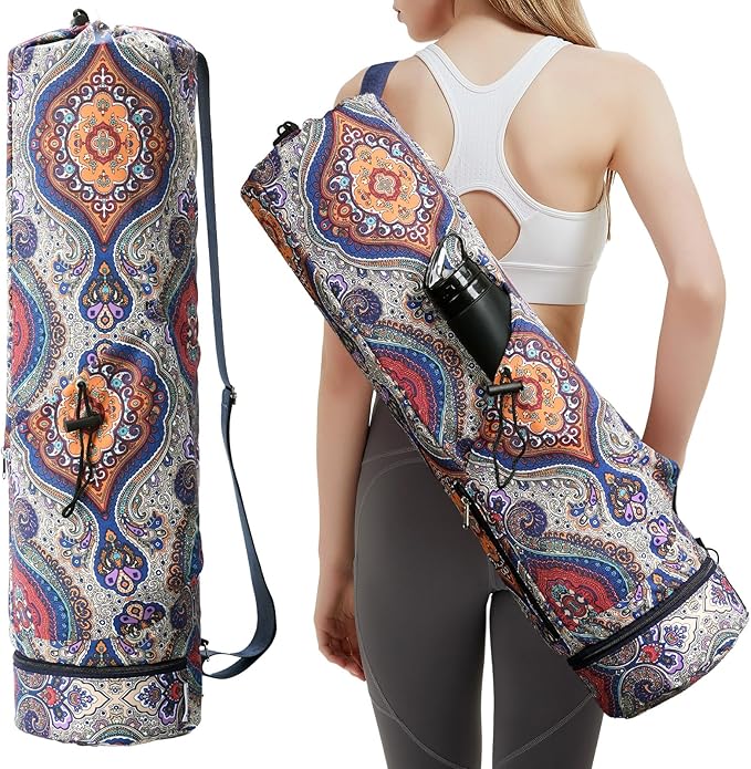sportsnew Yoga Mat Bag with Water Bottle Pocket and Bottom Wet Pocket, Exercise Yoga Mat Carrier Multi-Functional Storage Bag, Patent pending