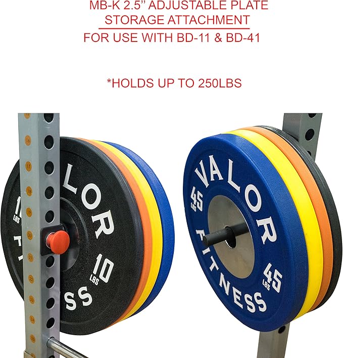 Valor Fitness 1" Standard Plate Storage Attachment (1) for 2.5" x 2.5" Rack Frame with 1" Peg Hole - Strength Training Equipment Accessories
