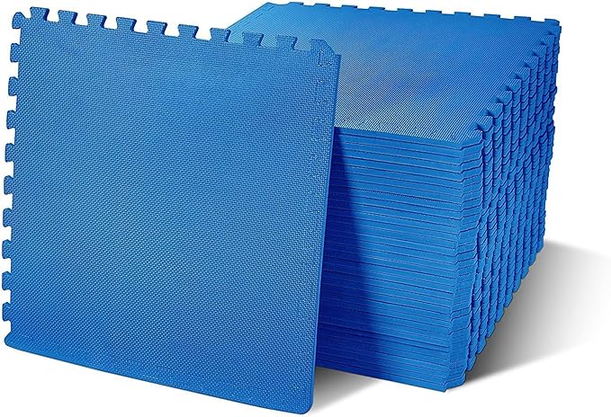 BalanceFrom 36 Piece Foam Floor Mat Puzzle Tiles, 1/2” Thick, 144 Sq Ft, Blue
