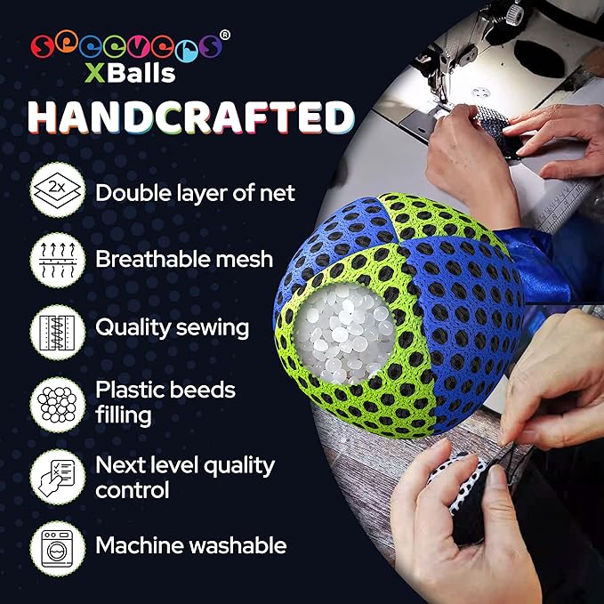 speevers Juggling Balls for Beginners and Professionals Set of 3, 14 Colors Available, 2 Layers of Net and Carry Case, Xballs Juggling Balls (Blue - Yellow, 4.2 oz)