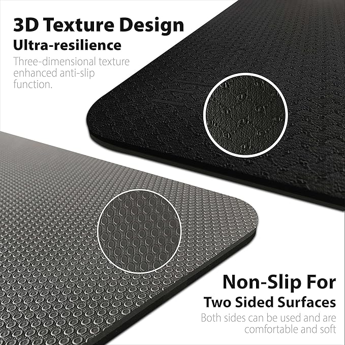 Extra Thick Exercise Yoga Mat with Strap - 2/5 Inch (10MM), Non-Slip Workout Mat for Yoga, Pilates, and Floor Exercises