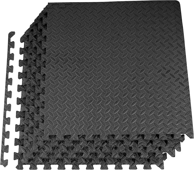 Fitvids Puzzle Exercise Gym Flooring Mat, 1/2" Thick High-Density EVA Interlocking Tiles Workout Mat for Home Gym, Fitness Equipment, MMA, Gymnastics, 6-Piece Shock-Absorbing Exercise Mat (24 Sq Ft)