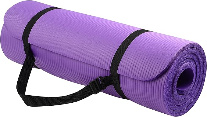 Fitvids All Purpose 1/2-Inch Extra Thick High Density Anti-Tear Exercise Yoga Mat with Carrying Strap and Yoga Blocks, Multiple Colors