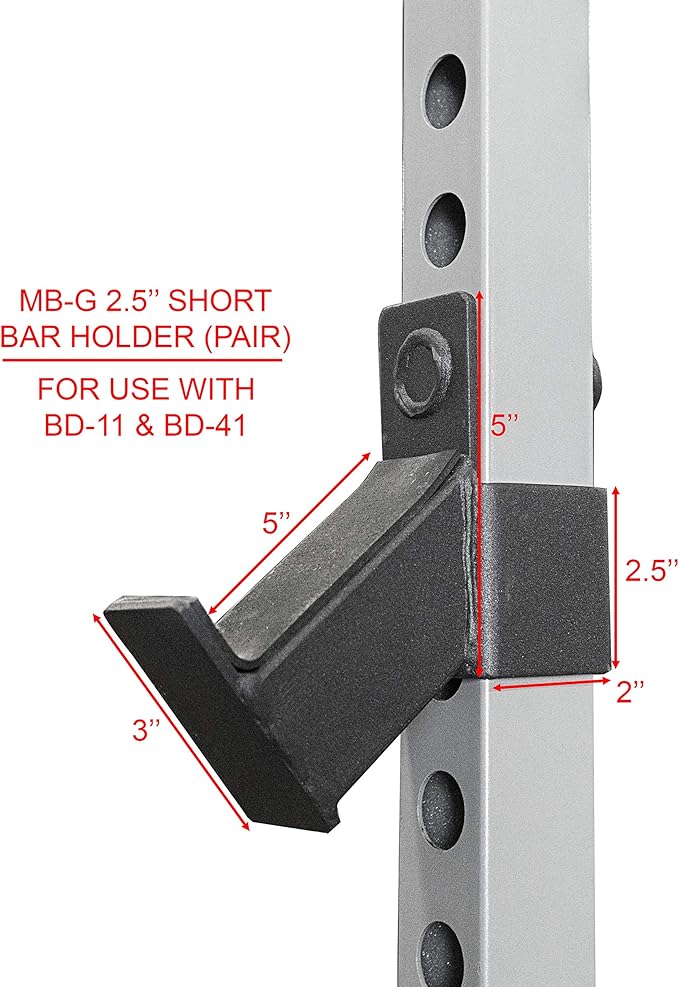 Valor Fitness Barbell Holders for 2.5" x 2.5" Power Rack – Heavy-Duty J-Hook Storage Attachment for Home Gym & Commercial Use (Pair)
