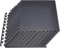 VEVOR 0.56Inch 96sq.ft 24 Tiles Gym Flooring for Home Gym, Rubber Top with High Density EVA Foam, 24 x 24In Gym Floor Exercise Equipment Mats, Interlocking Gym Mats, Puzzle Workout Mats, Black