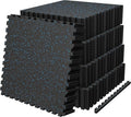 AIRHOP 0.56in Thick 192 Sq Ft Exercise Equipment Mats, 48 Tiles Upgraded Rubber Top with High Density EVA Foam, Large Interlocking Puzzle Gym Flooring for Home Gym, Heavy Weight Workout, 24 x 24in