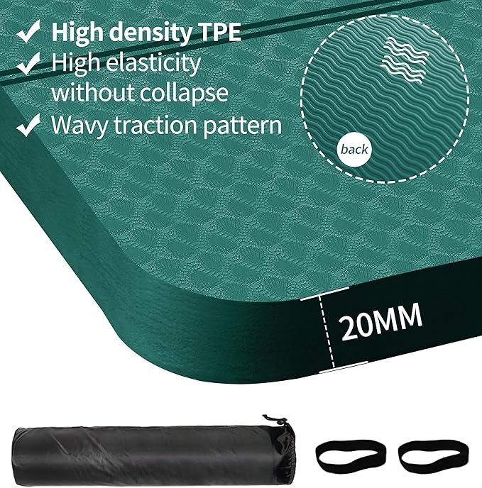 nuveti Large Exercise Mat - 15mm/20mm/30mm Thick Yoga Mat | Workout Mat for Fitness, Yoga, Pilates, Stretching & Floor Exercises for Women & Men with Free Carrying Bag