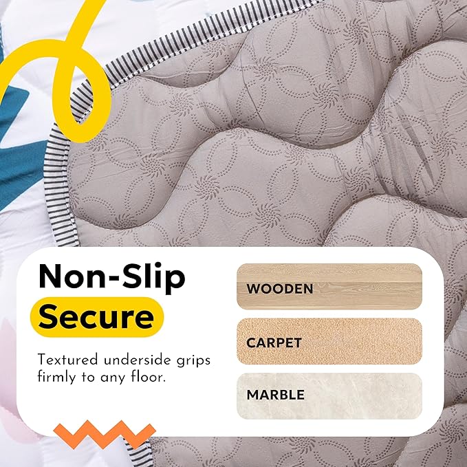 Miotetto Baby Mat for Floor, 50" x 50" Playpen Mat, Thick Soft Foam Padding Baby Play Mat, Portable Quilted playmat -Washable Baby Floor Play mat, Non-Slip Play Mat for Babies & Toddlers