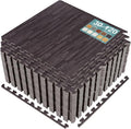 Sorbus 120 Sq. Ft. Wood Grain Floor Tiles Foam Mat EVA Interlocking Mats Tile 3/8-Inch Thick Flooring Wood Puzzle Exercise Mats w/Borders - Home Playroom Basement, Apartment, Trade Show, Baby, Dance