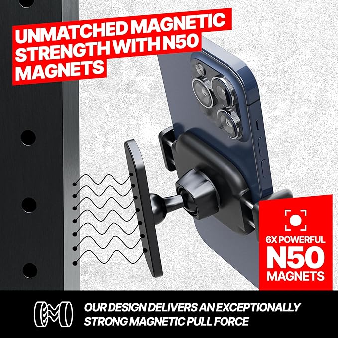 BLAUBECK Magnetic Phone Holder for Gym – Essential Gym Rats Stuff – Magnetic Tripod for iPhone and Magnet Phone Mount– Home Workout Accessories and Gear