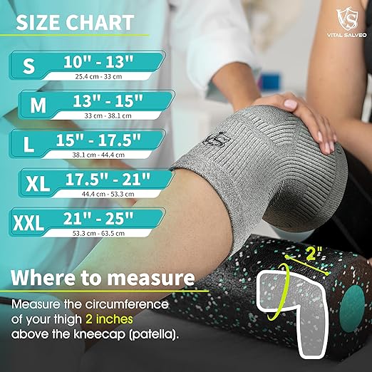 VITAL SALVEO-Compression Recovery Knee Sleeve/brace C3-COMFORT, Pain Relief, Protects Joint - Ideal for Sports and Daily Wear(1 Pair)/XL