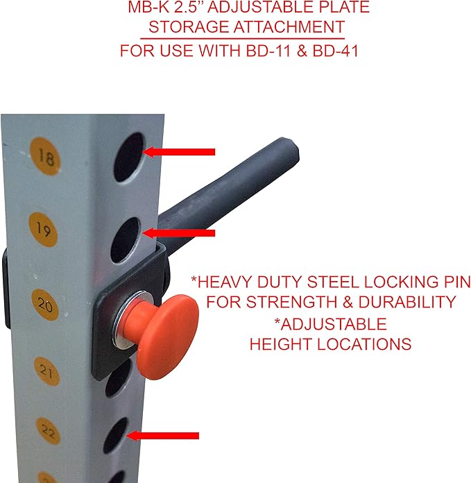 Valor Fitness 1" Standard Plate Storage Attachment (1) for 2.5" x 2.5" Rack Frame with 1" Peg Hole - Strength Training Equipment Accessories