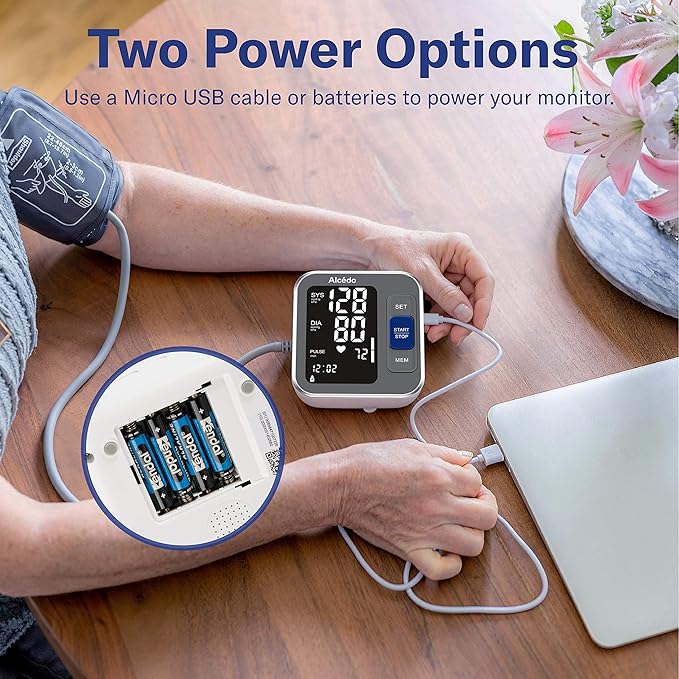 Alcedo Blood Pressure Monitor for Home Use, Automatic Digital BP Machine with Large Cuff for Upper Arm (Black Backlit Screen)