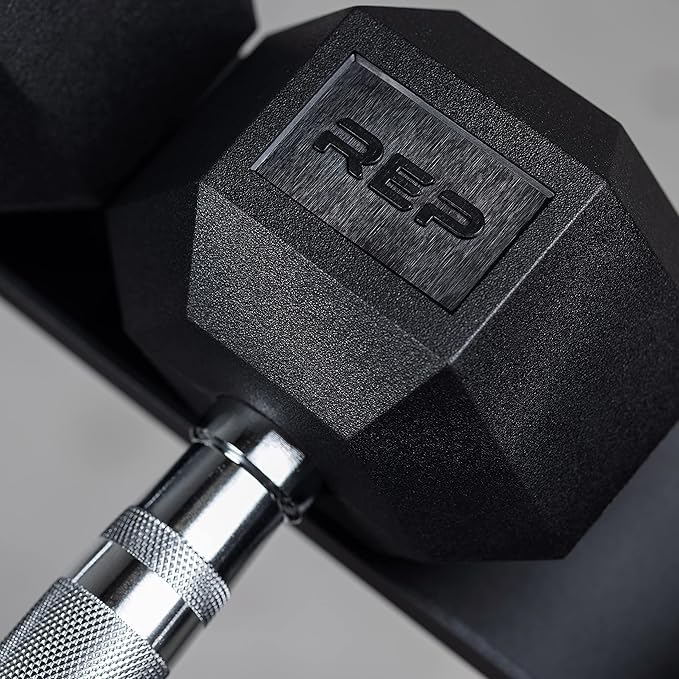 REP FITNESS 5 to 50 Ergo Dumbbell Set with Matte Black 3-tier Dumbbell Rack