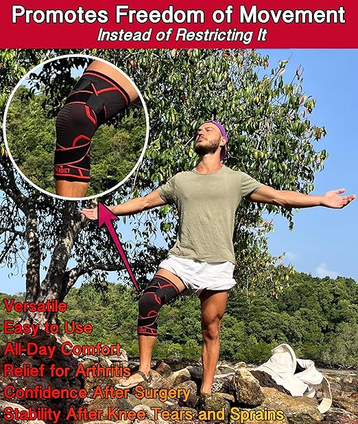 ATHLEDICT Knee Brace Compression Sleeve with Strap for Best Support & Pain Relief for Meniscus Tear, Arthritis, Running, Basketball, MCL, Jogging, Post Surgery Recovery for Men & Women XL