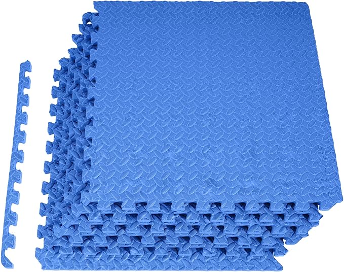 Fitvids Puzzle Exercise Gym Flooring Mat, 3/4" Thick High-Density EVA Interlocking Tiles Workout Mat for Home Gym, Fitness Equipment, MMA, Gymnastics, 6-Piece Shock-Absorbing Exercise Mat (24 Sq Ft)