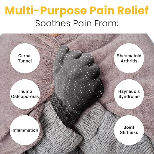 Microwaveable & Reversible Warming Arthritis Glove for Soothing Hand Pain Relief Heat Therapy for Arthritis Hands and Finger, Carpal Tunnel, Stiff Joints, Inflammation, Trigger Finger Heated Mittens for Men and Women