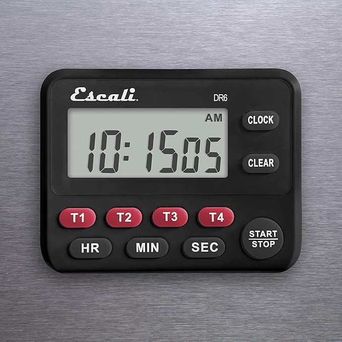 Escali Multi-Task Four Event Digital Kitchen Timer with Clock Mode, Magnetic Back, Overtime Counter (Pack of 2)