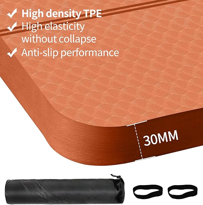 nuveti Large Exercise Mat - 15mm/20mm/30mm Thick Yoga Mat | Workout Mat for Fitness, Yoga, Pilates, Stretching & Floor Exercises for Women & Men with Free Carrying Bag