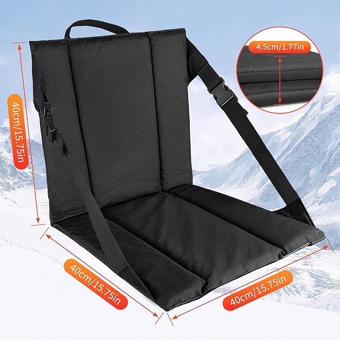 2PCS Portable Stadium Seat Cushion for Bleachers,Folding Lightweight Seat with Backrest,Adjustable Straps,Ideal for Camping,Hiking,Sports Events,Outdoor Concerts
