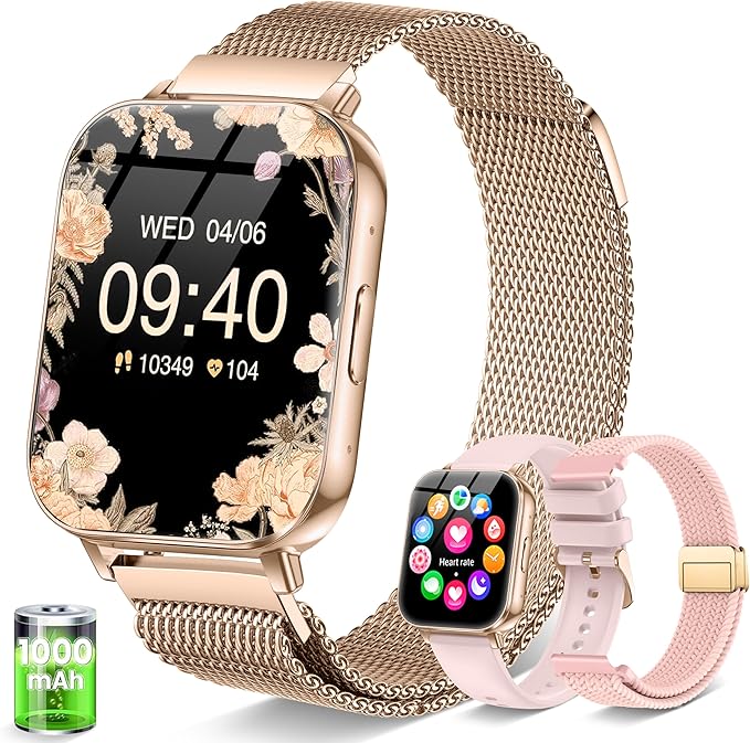 Smart Watch for Women, 30 Day+ Battery 44MM HD Smartwatch Compatible iPhone Android with Fitness Tracker/Bluetooth Calling/Heart Rate/SpO2/Sleep Monitor, 120+ Sports Modes, 3 Bands/Gift Womens
